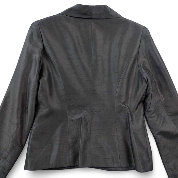 Hugo Buscati Blazer Womens 14 Black 100% Silk Jacket Dressy 2 Button Lined Suit - Picture 2 of 11